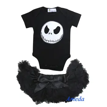 newborn baby halloween black pettiskirt nightmare before christmas jack romper