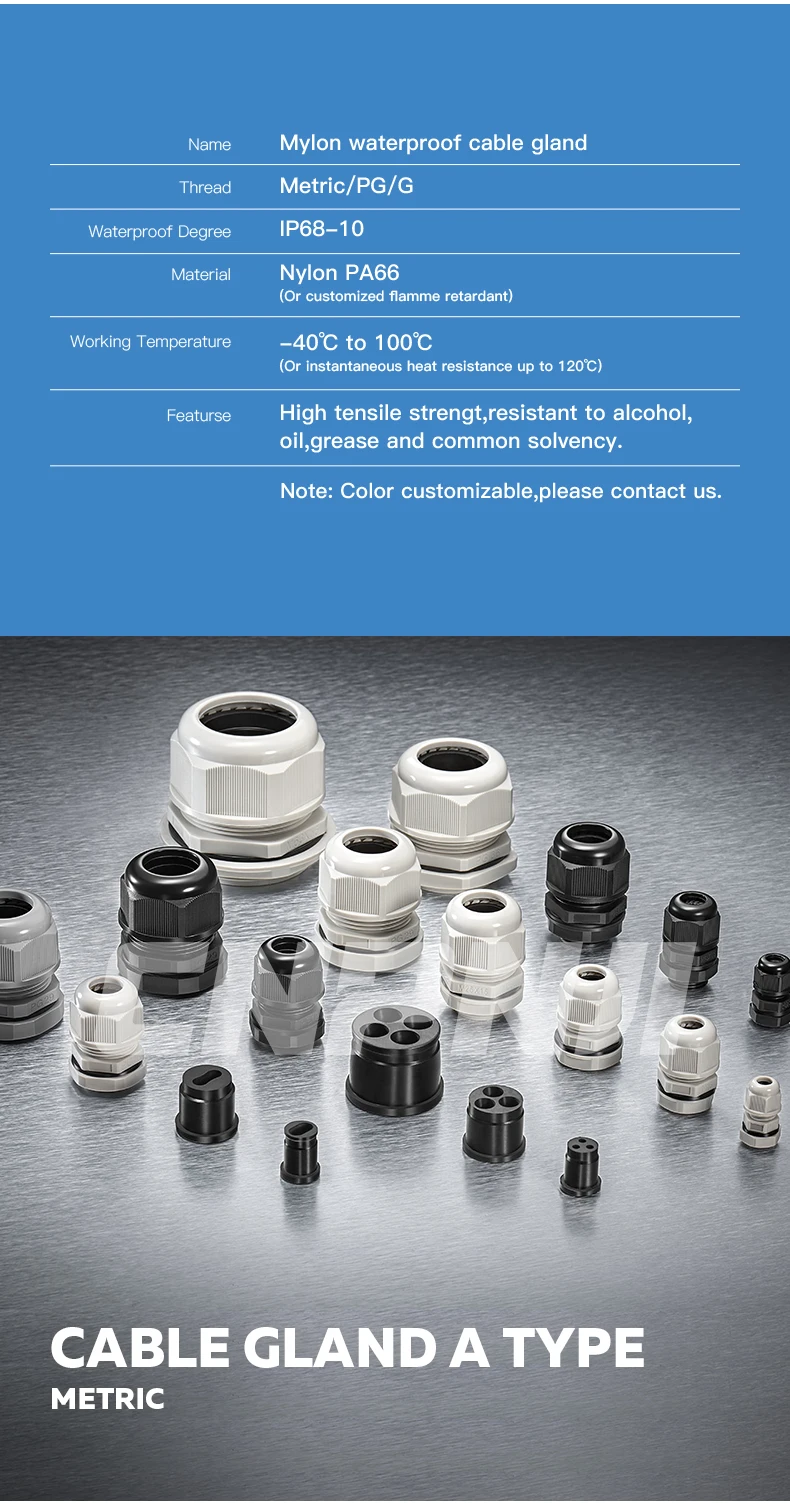 Best Quality,PA66 plastic,pvc cable gland