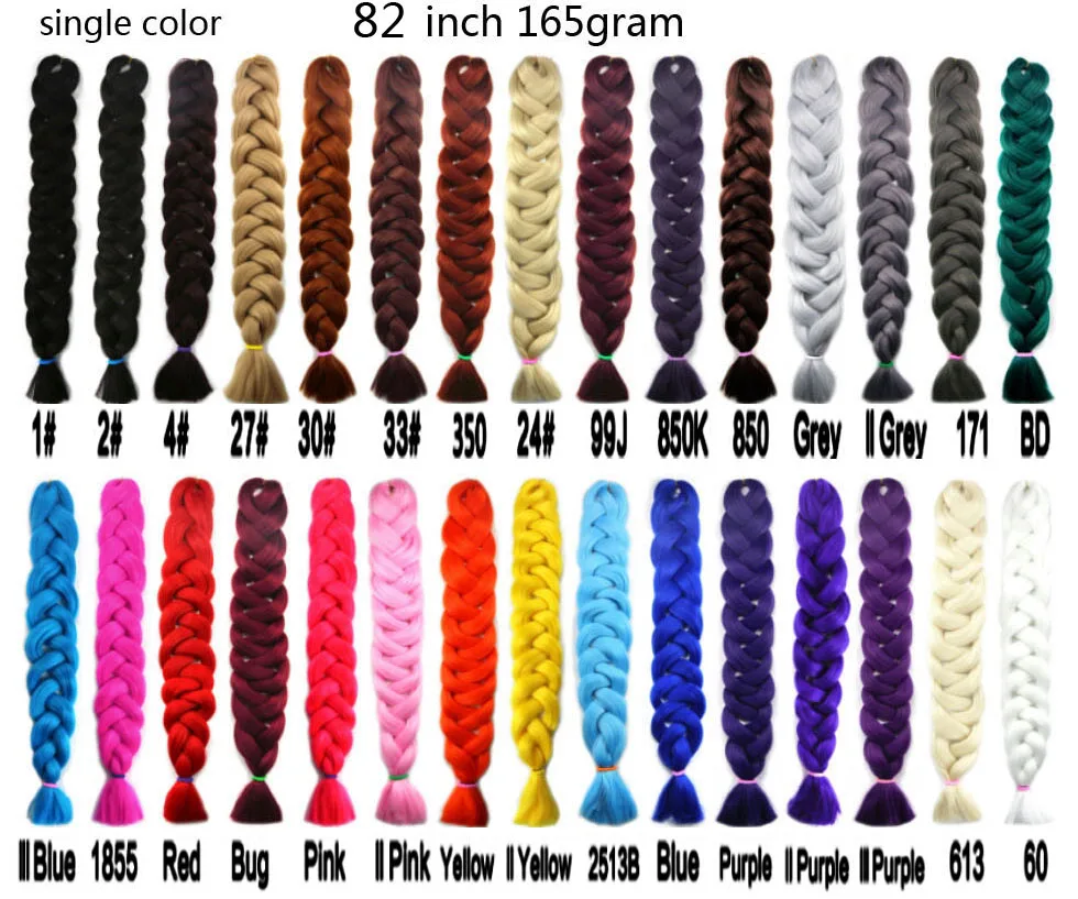 82inch 165g Xpression Hair Braids Wholesale Braiding Hair Extension Synthetic Fiber For Jumbo
