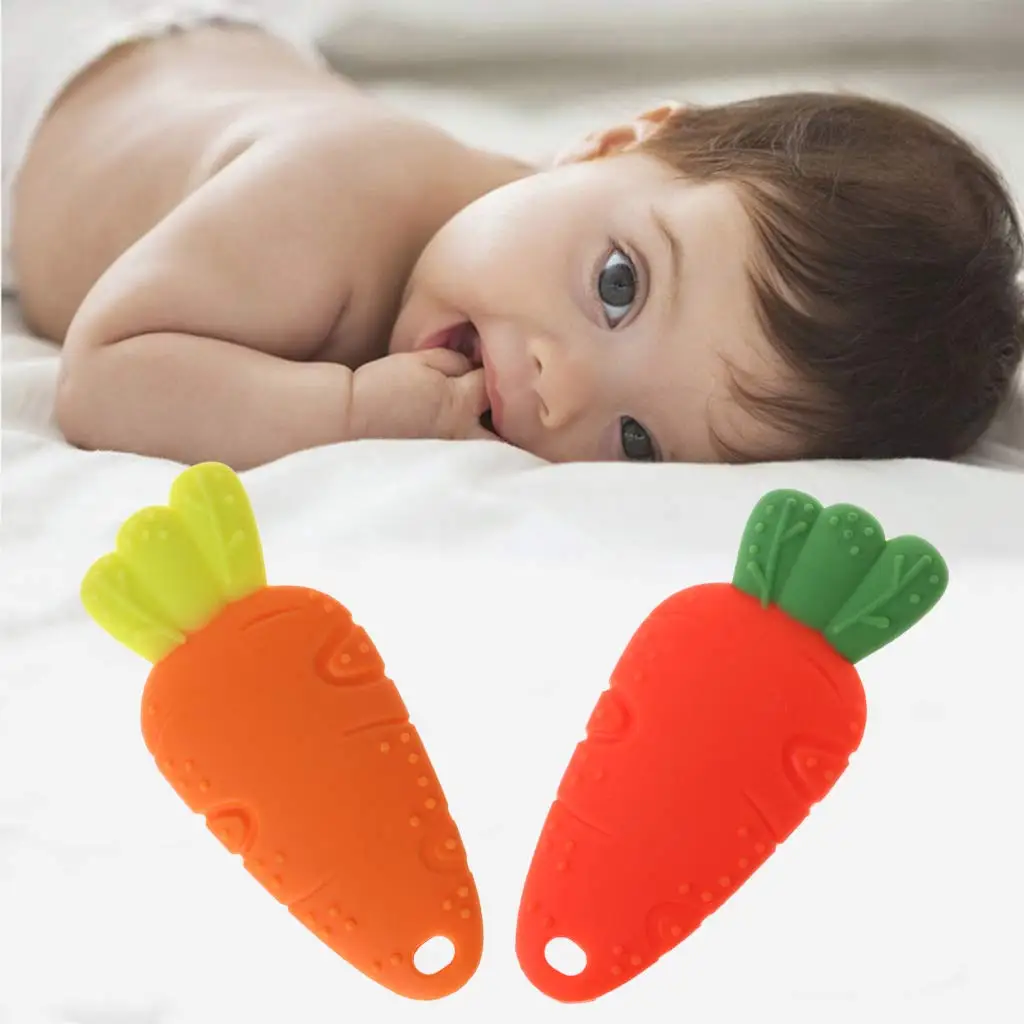 Baby Food Grade Silicone Teether Carrot Shape Teething Sensory Toys