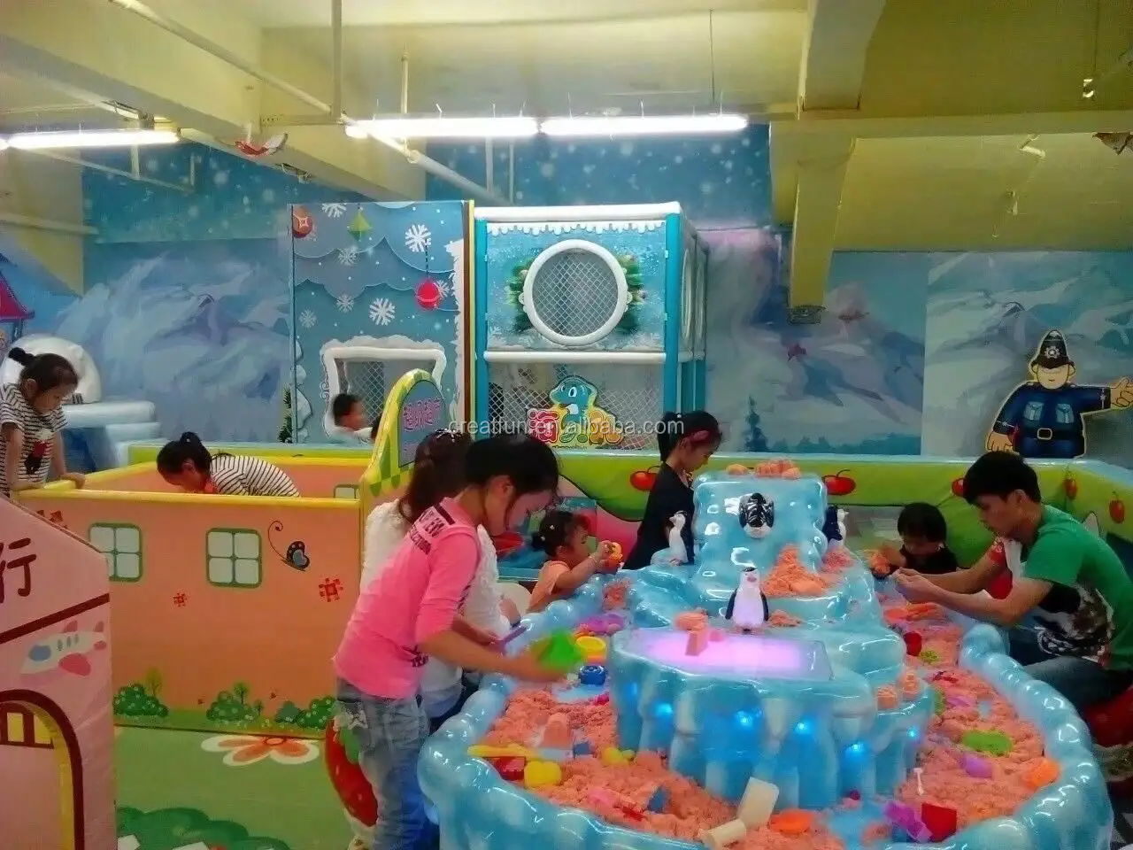 Indoor playground DIY multi-players fiberglass magic art sand table for children