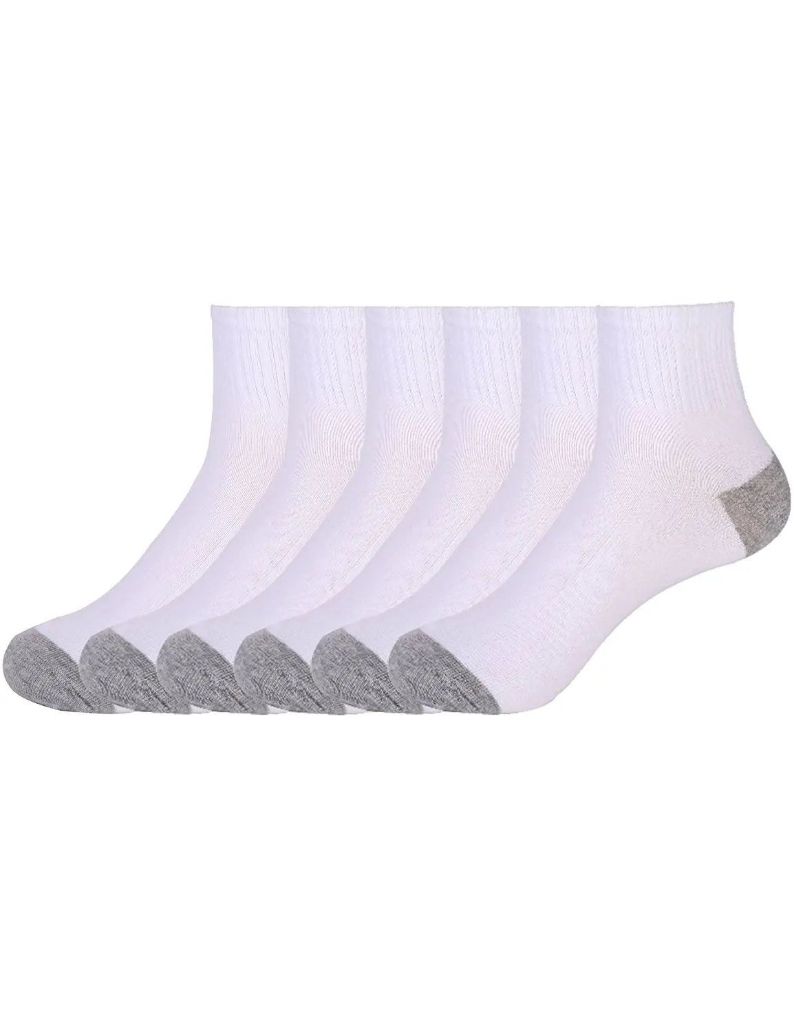 Buy Mens Ankle Socks White Athletic Quarter Crew Cotton Sock 6 Pack Low ...
