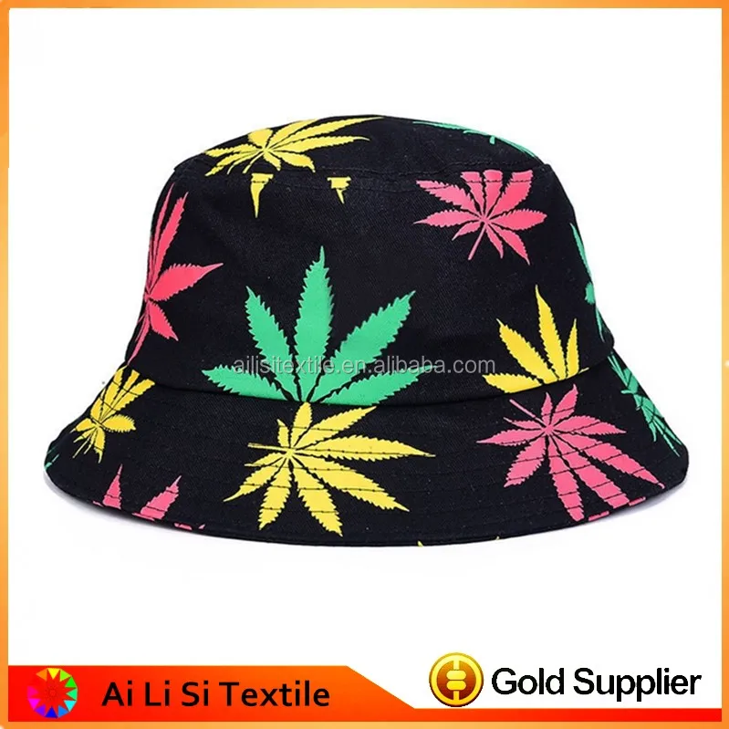 weed leaf bucket hat