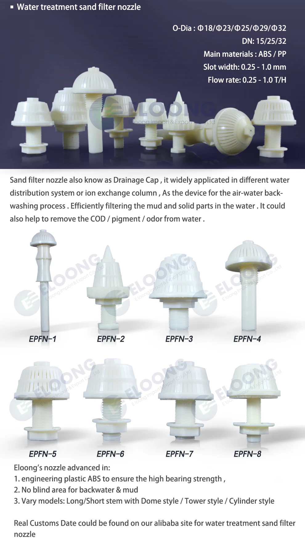 Water Filter Plastic ABS Sand Filter Nozzle For Wastewater Treatment Plant.png