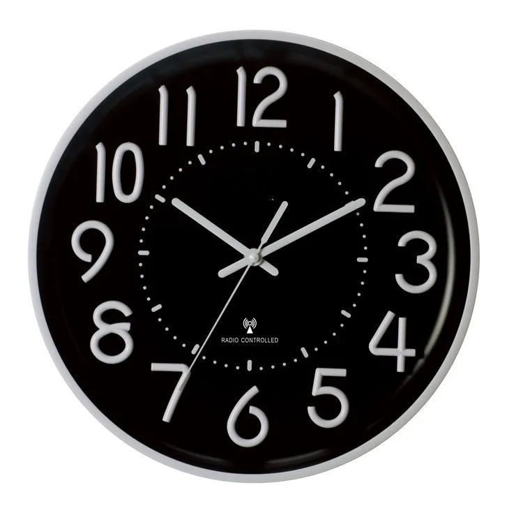 Plastic Radio Controlled Wall Mounted Clock Silent Luminous 3d Rc Wall