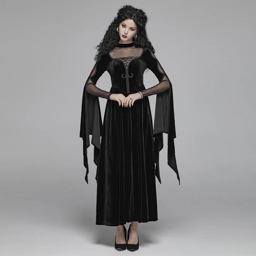 wq-406 2019 长袖连衣裙休闲女装哥特式双层袖连衣裙