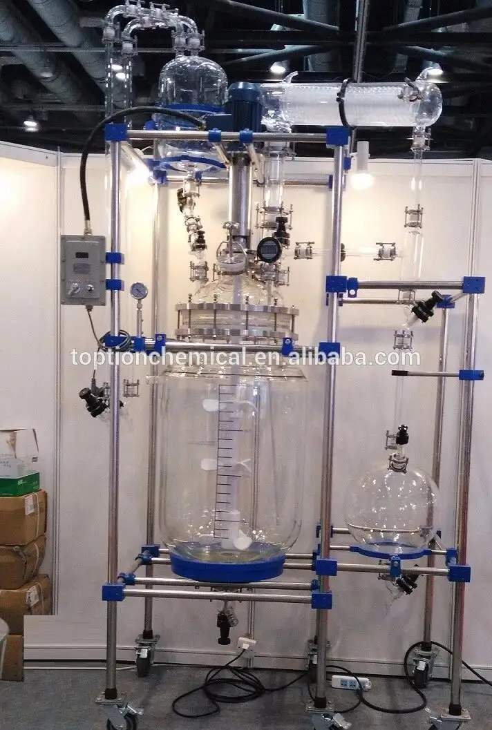 100l Single Layer Glass Reactor Industry Use Chemical Jacketed Cylinder