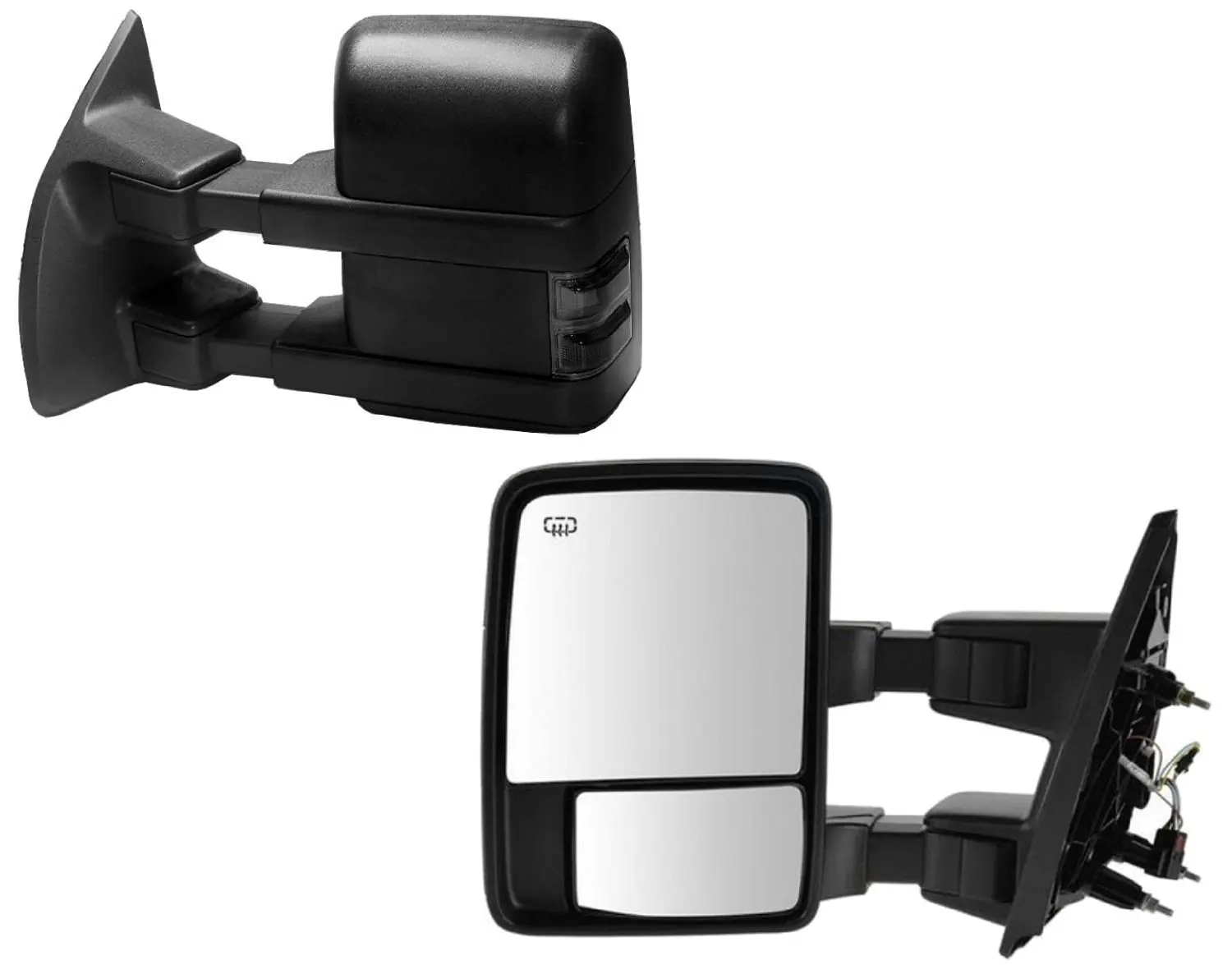 Fit System 61214F Ford Excursion Left Black Heated Power Super Duty Replacement Towing Mirror with PTM Cover