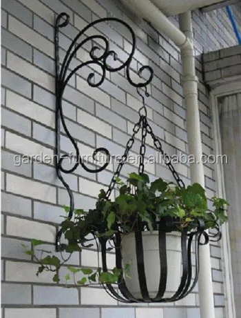 Outdoor Patio Garden Wall Decor Wrought Iron Flowers Pot Metal Wire Outdoor Patio Garden Wall Decor Wrought Iron Flowers Pot Metal Wire Hanging Basket