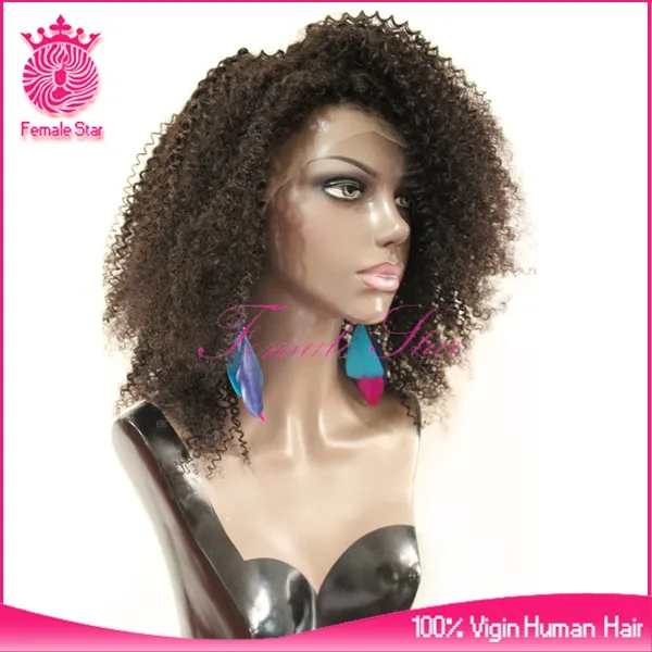 8a Mongolian Kinky Curly Lace Front Human Hair Wigs Glueless Afro Kinky 