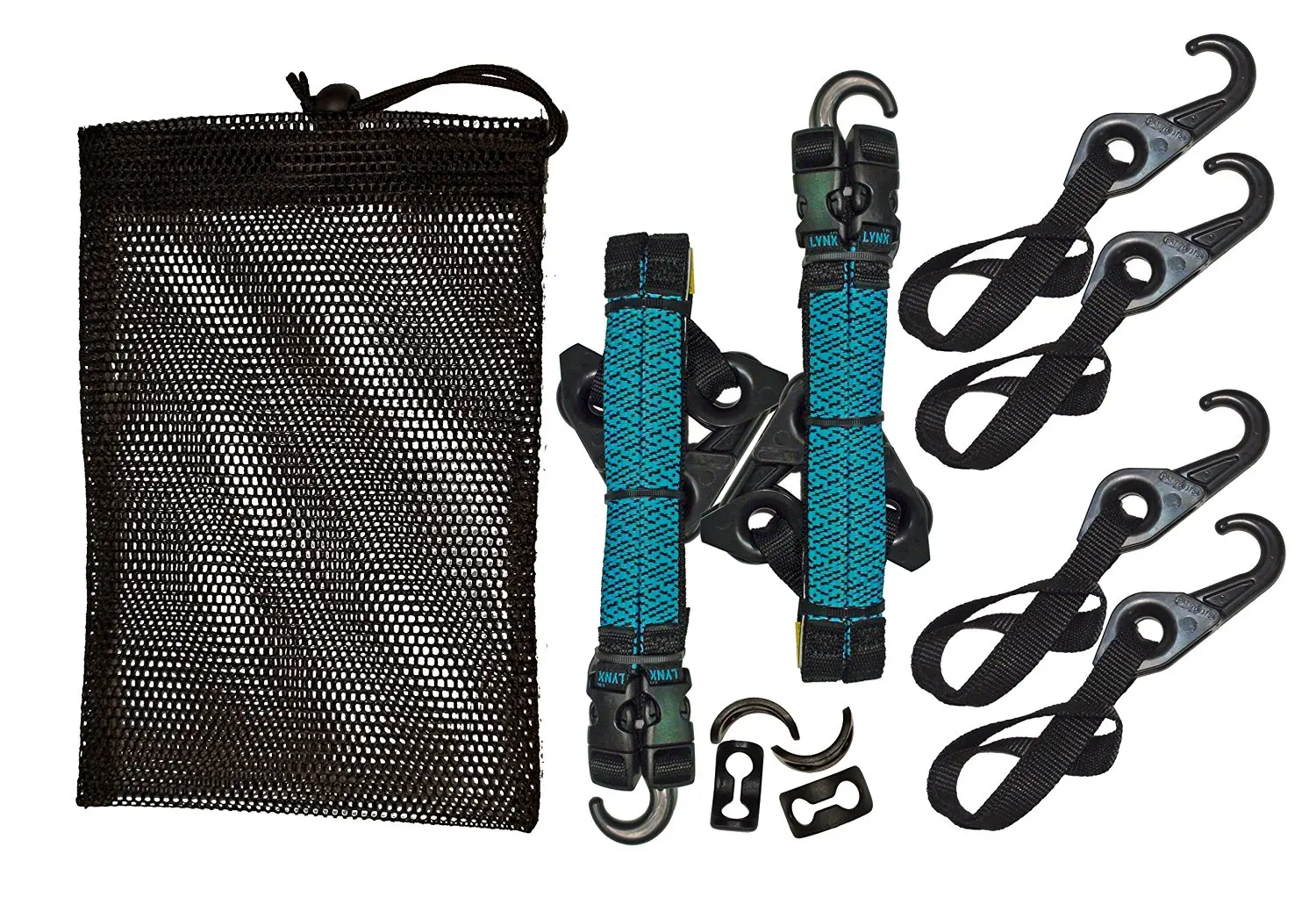 LYNX Hooks® Interlocking Adjustable Gear Strap Stash Bag Kit (Aqua Blue)