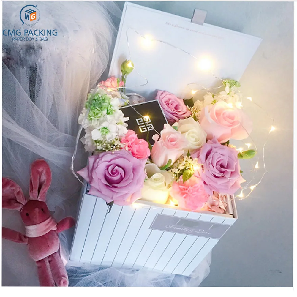 custom korean gift floral pink packaging