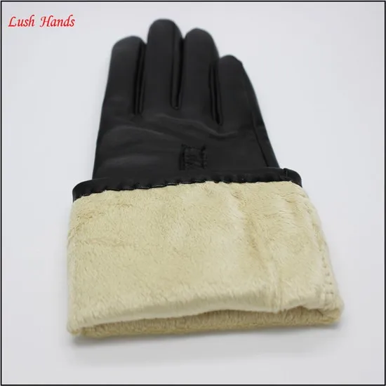 2017 New style women long leather gloves with Rivet. Metal ring adornment the length is 11 inches long leather gloves