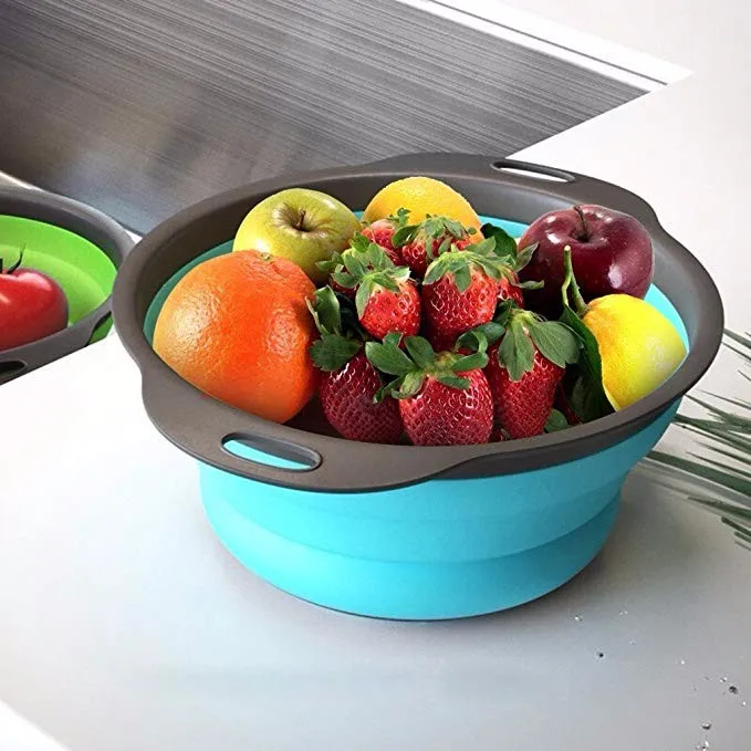 9.5'' And 11.5'' Size Collapsible Kitchen Colander Set Space-saver ...