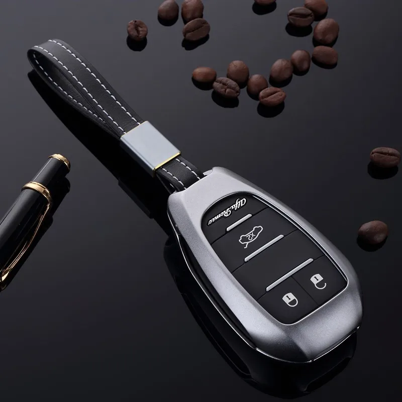 Hot Grey Key Fob Cover For Aluminum Metal Smart Keyless Remote Entry