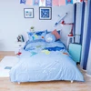 100% cotton Children Duvet Cover Flat Sheet and Pillowcase Kids Map pattern Print Bedding Set