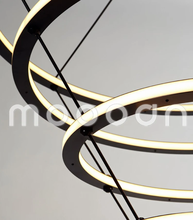 Modern Nordic acrylic and brass round luxury 4 Led Ring chandelier for living room