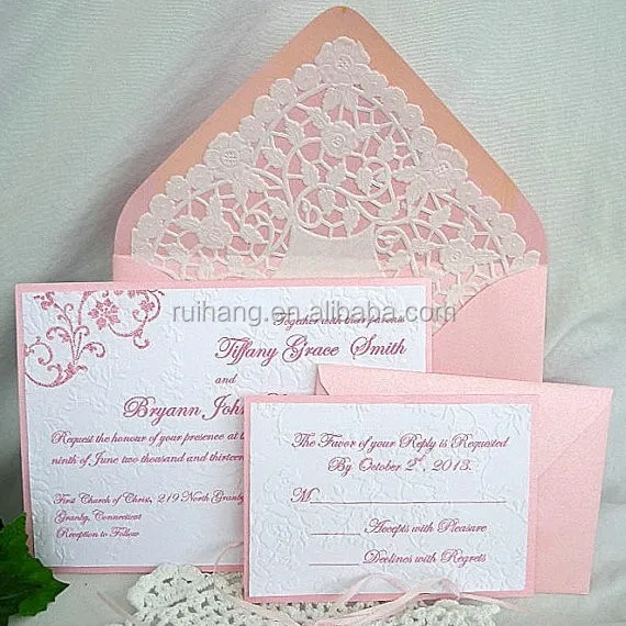 Embossed Elegant Wedding Invitation Many Color Of Reply Cards And