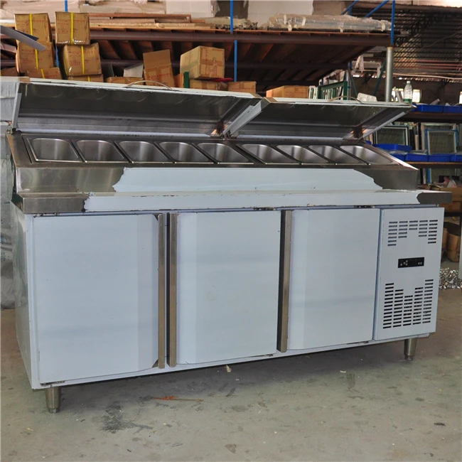 200l Hot Two Door Fridge Commerical Salad Bar Pizza Prep Table