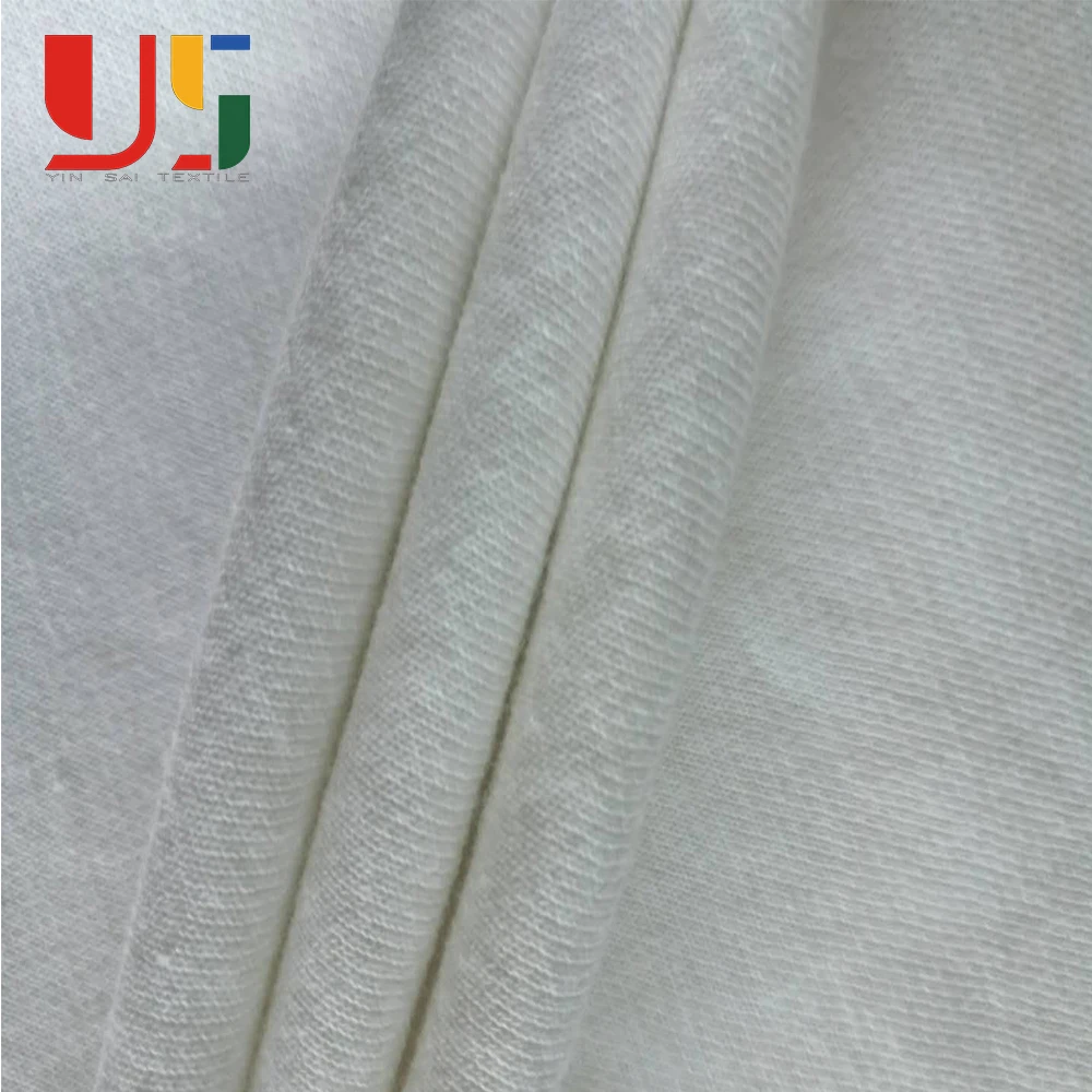 Custom Design Thick Brushed Knit White Polyester Cotton Blend Fleece