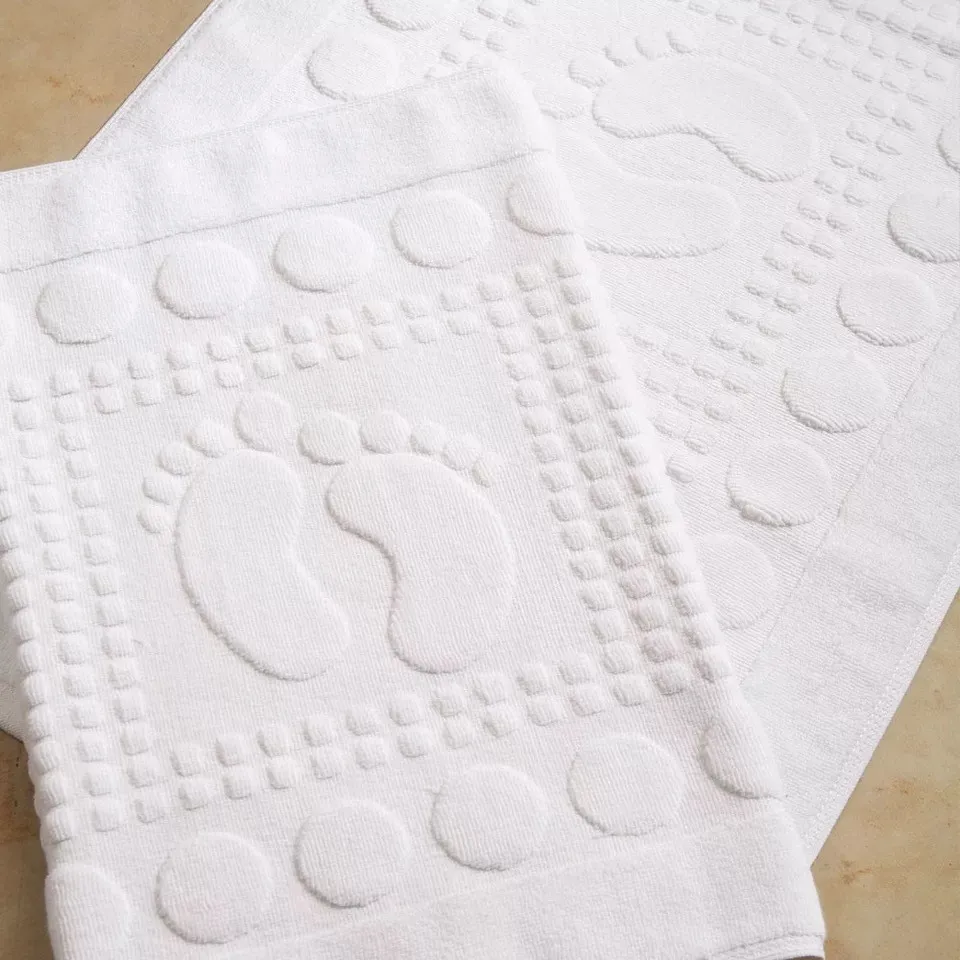 Custom Large Size 100 Cotton Super Absorbent Antislip Hotel Bath Mat