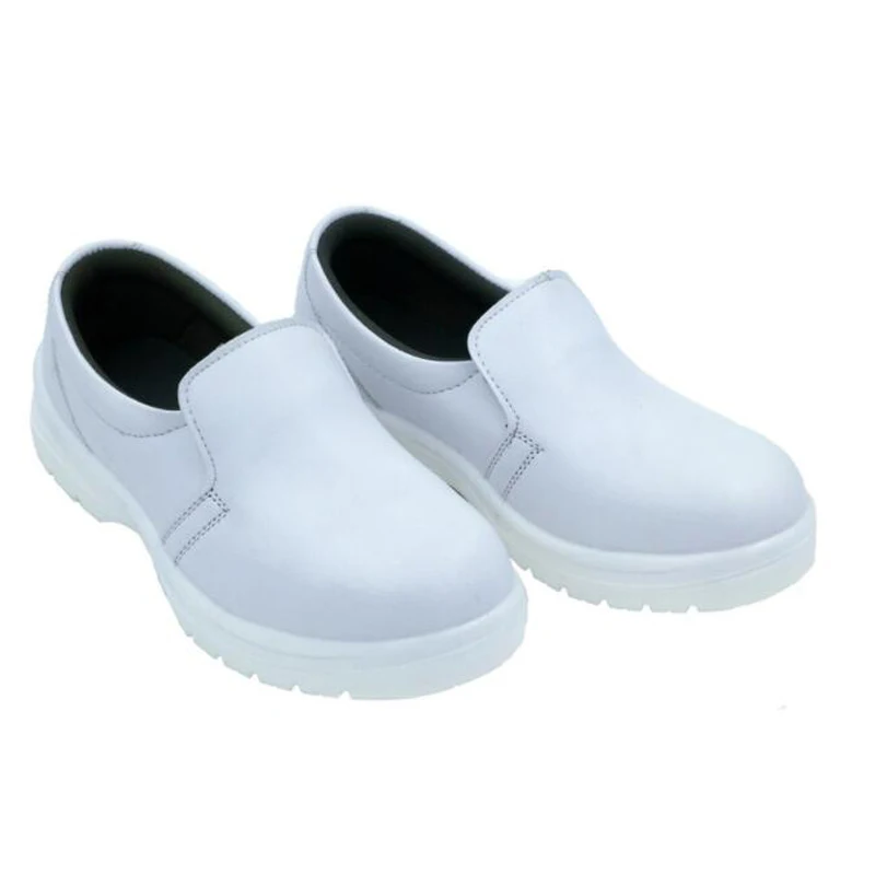white leather slip resistant shoes