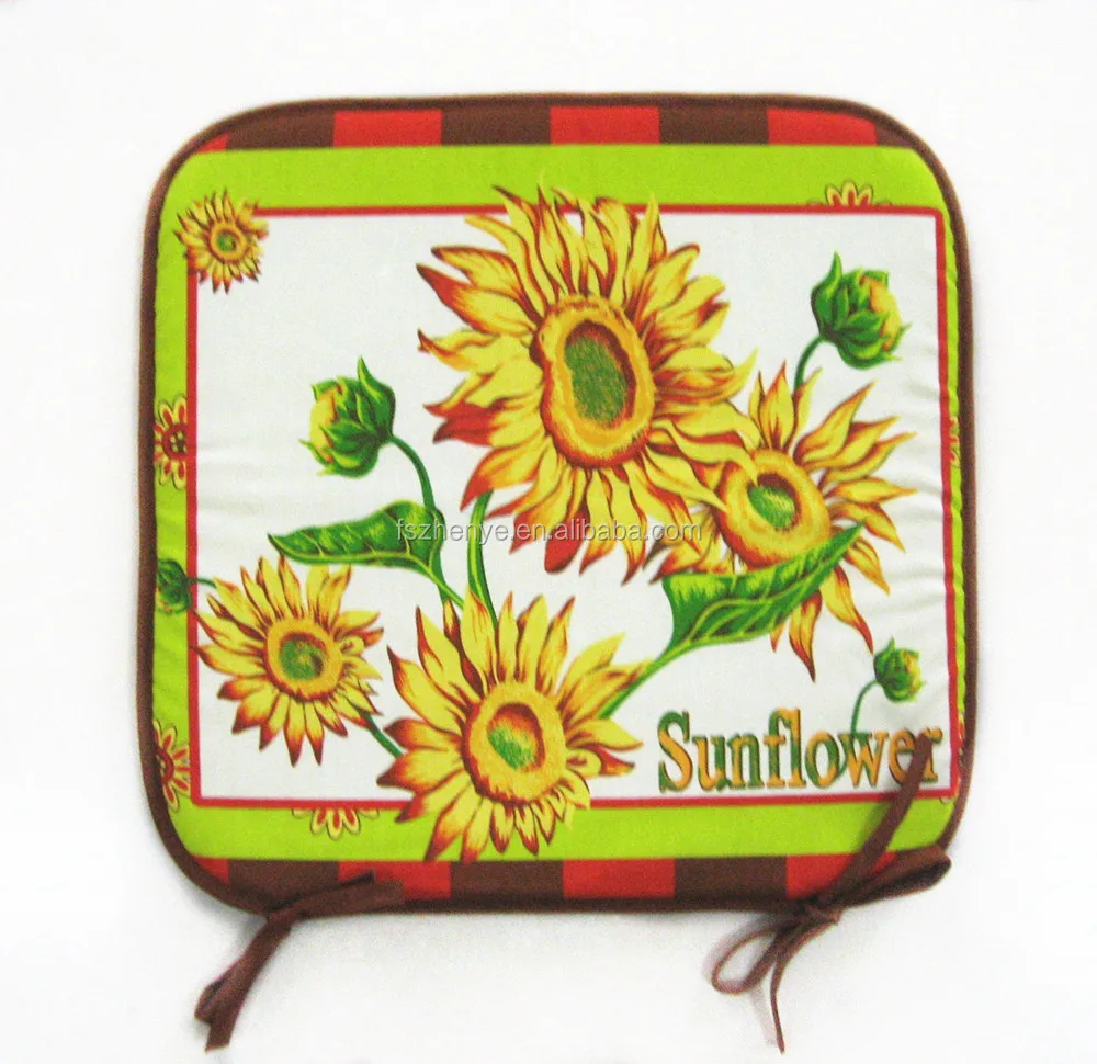 Sunflower Pattern Garden Style Cotton Chair Pad With Ties Buy