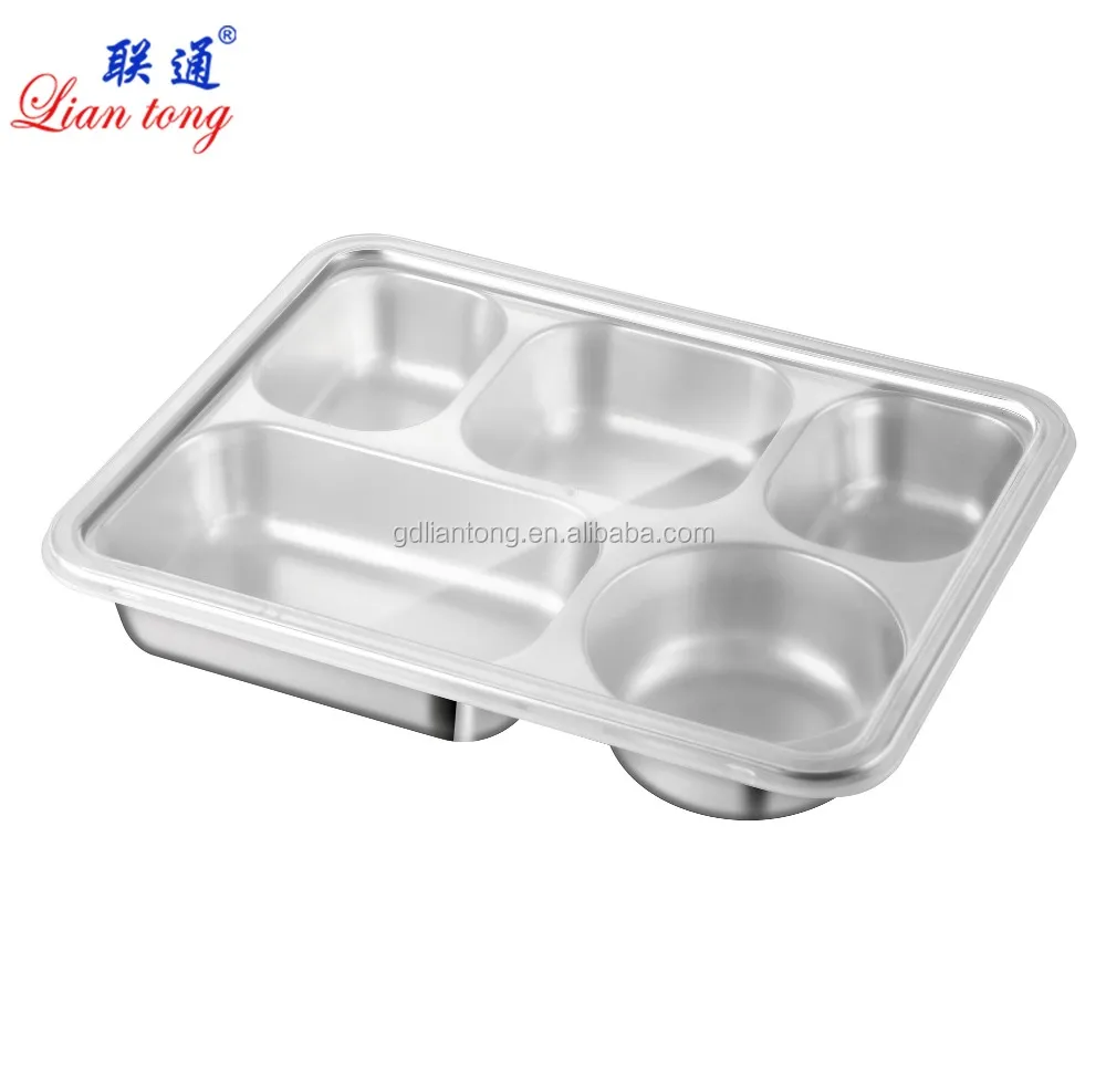 Food Grade Stainless Steel Sus304 Five Compartments School Lunch Box