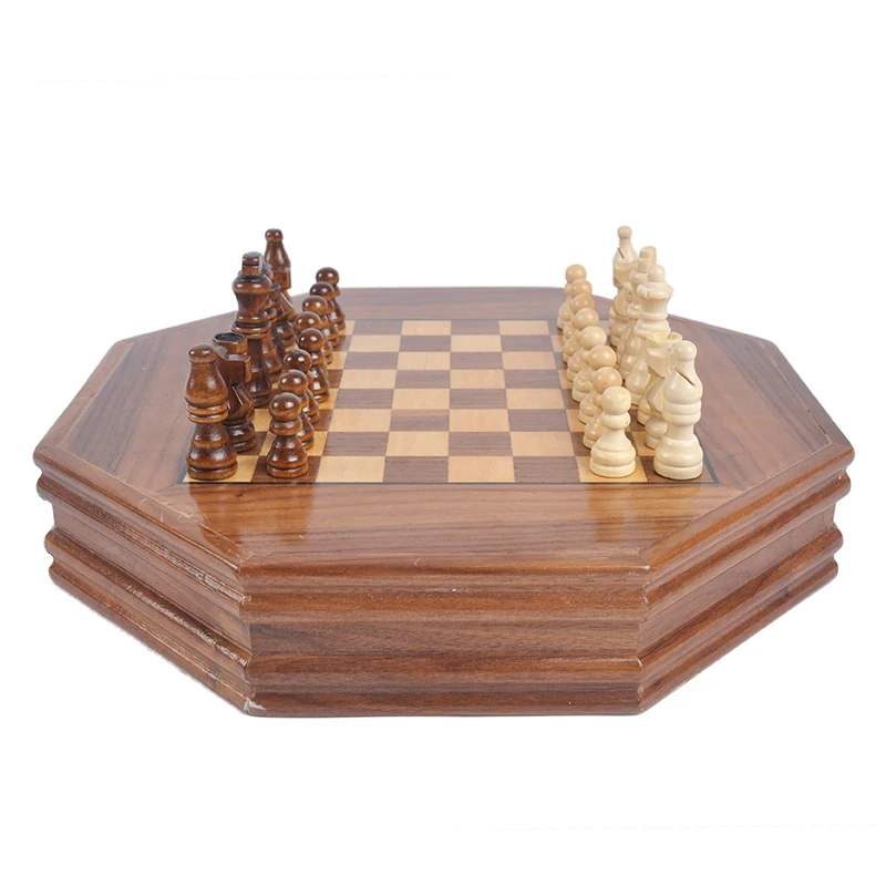 Deluxe Polygon Chess With Drawers High Quality Wooden Chess Pieces
