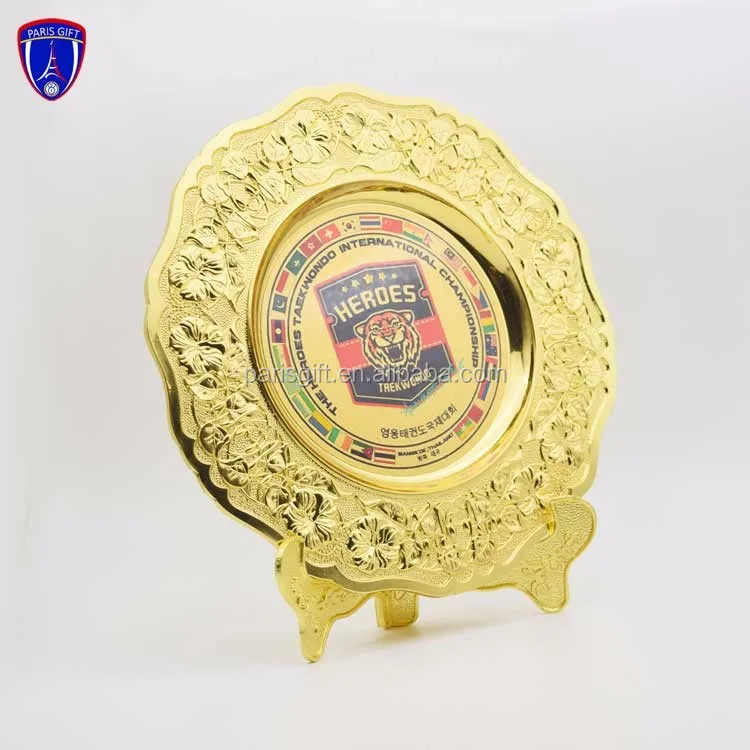 Gold Plated Metal Commemorative Plaque With Display Metal Base - Buy ...