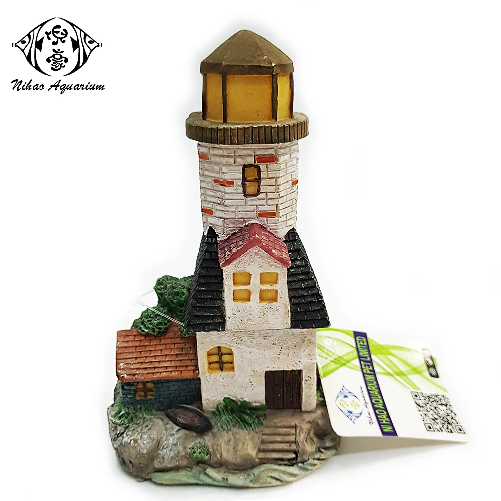 Home Small Fish Tank Resin Decorative Aquarium Ornaments Lighthouse For