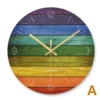 Wood element style simple glass wall clock
