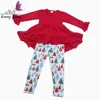 Christmas item cotton red dress with Christmas trees pattern clothes wholesale nativity set