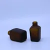wholesale 15ml30ml 50ml empty frosted amber square glass bottle with dropper