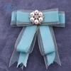 2018 B18005Z fashion blue women flower crystal pearl custom bowknot brooch
