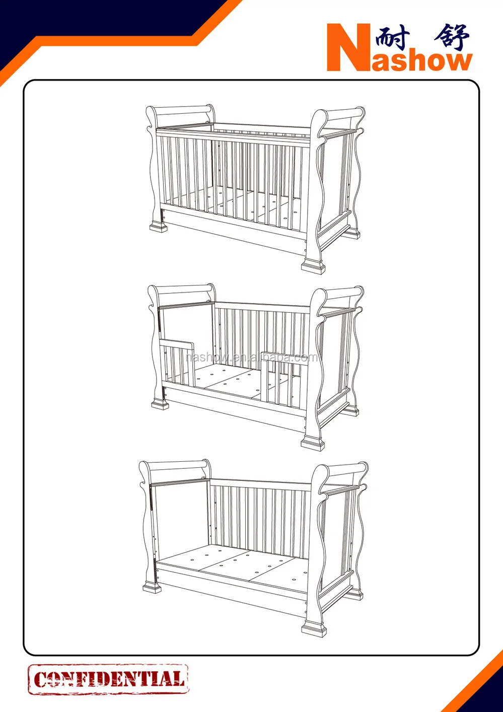 Cubby Plan Lmbc 005 High Quality 3 In 1 Baby Sleigh Cot Baby