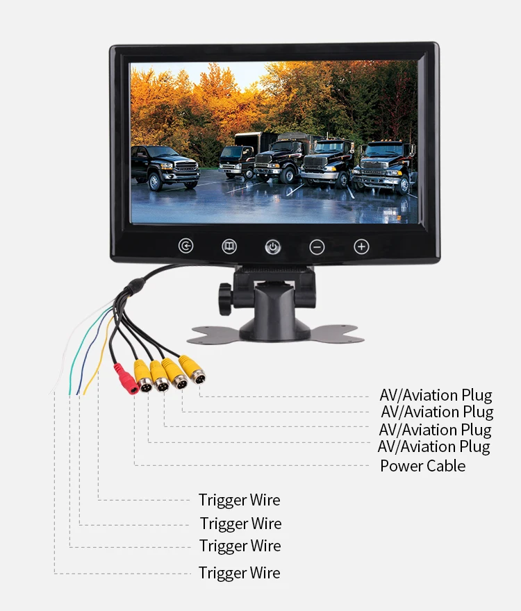 9 Inch LCD Car Monitor Split Screen Quad 4 Channel Car Headrest Rearview Monitor