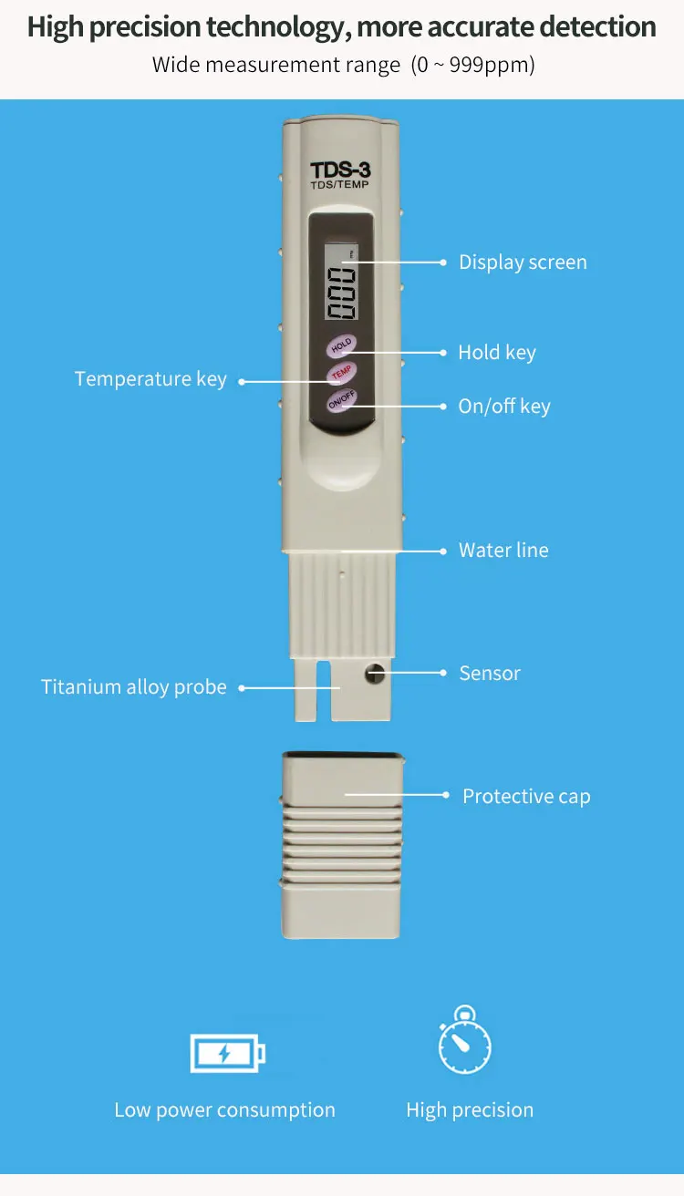 0.02 accuracy pocket size digital water quality test pen type tds meter water ppm meter