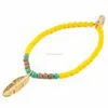 Tribal Feather Glass bead mix color Bracelet light yellow bead 2014 new fashion