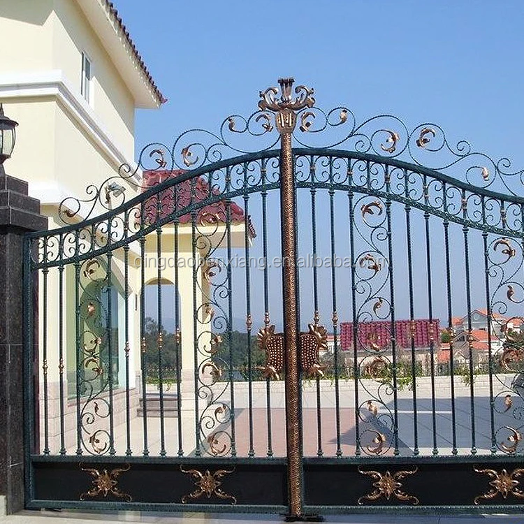 Power Coating Steel Gates Wrought Iron Main Gate Designs Single