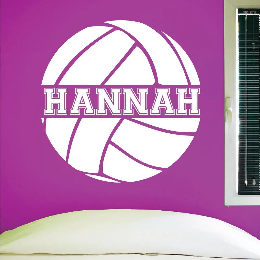 Custom Volleyball Wall Decal, 0058, Personalized Volleyball Wall Decal, Volleyball Theme Wall Decal, Girls Room Vinyl Lettering, Custom Name