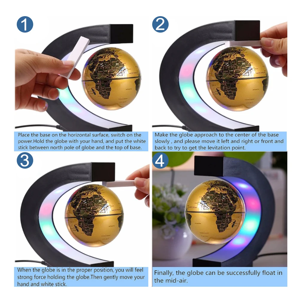 Mapa do Mundo de Alta Tecnologia de Cabeceira Candeeiro de Mesa para o Presente dos Miúdos Donwei Levitação Magnética Globo Antigravidade Led Night Luz Decoração Interior 14 Luzes noturnas