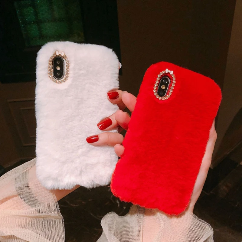 factory price winter rabbit fur case phone case cover for iphone xs max