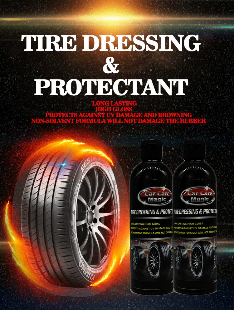Car Care Magic High Gloss Tire Shine Dressing & Protectant Renovator Polishes Protects Tires