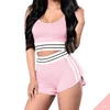 2018 New Women Sexy Stripe Button Down Crop Top Shorts Set 2 Piece Outfits Rompers tracksuit
