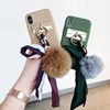 Handmade Metal Hardware Sticker for Rex Rabbit fur and Twisted Silk Scarf for girls phone shell for iphone 6 7 8 XS XR XSmax