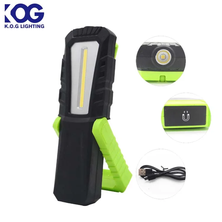 Handheld Folding High Power USB Rechargeable COB/SMD LED Inspection Lamp with Magnet&Battery Indicator
