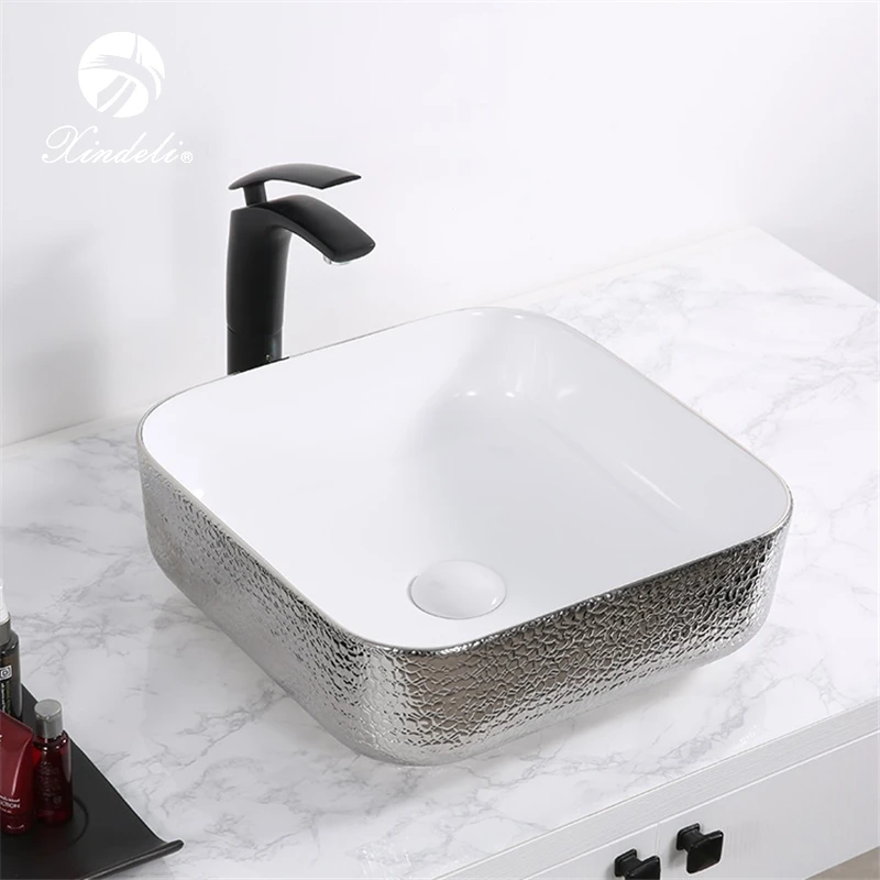 Xdl-d1108h004 Lavabo De Cerámica De Color Negro De Diseño Único Para