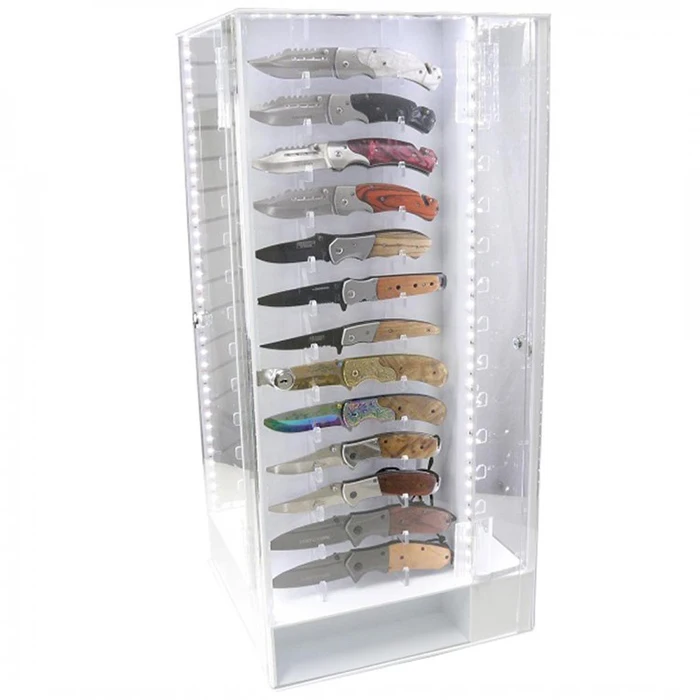 Acrylic White Organizer Base Countertop LED Surrounding Acrylic Knife Collectible Display