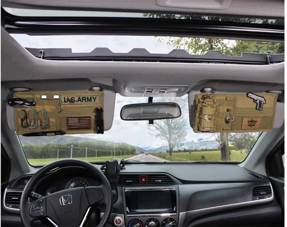 US Tactical MOLLE Car Sun Visor Organizer Vehicle Visor Panel Storage Pouch Bags 